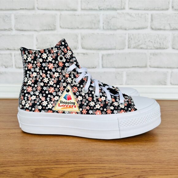 ⭐Converse Ctas Lift Platform Hi Sz 7.5 Women Shoes Flowers Sneaker Black A14264C - Picture 14 of 15